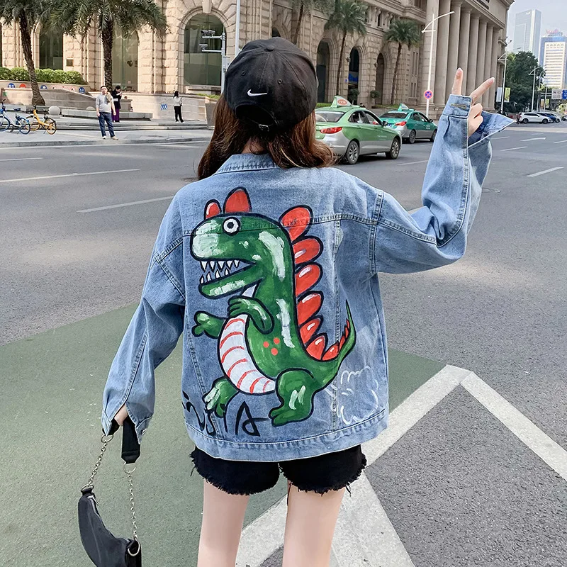 Street Style Women'S Denim Jackets 2021 Dinosaur Print Loose Jeans Coats Casual Fashion Full Sleeve Button пальто женское
Street Style Women'S Denim Jackets 2021 Dinosaur Print Loose Jeans Coats Casual Fashion Full Sleeve Button пальто женское