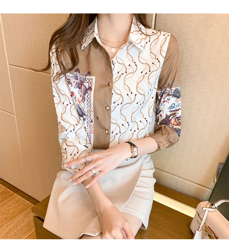 Houthion New Silk Women's Blouses Fashion Shirt Long Sleeve Top Printed Silk Blouse Summer Buttons Button Full Regular Loose
Houthion New Silk Women's Blouses Fashion Shirt Long Sleeve Top Printed Silk Blouse Summer Buttons Button Full Regular Loose