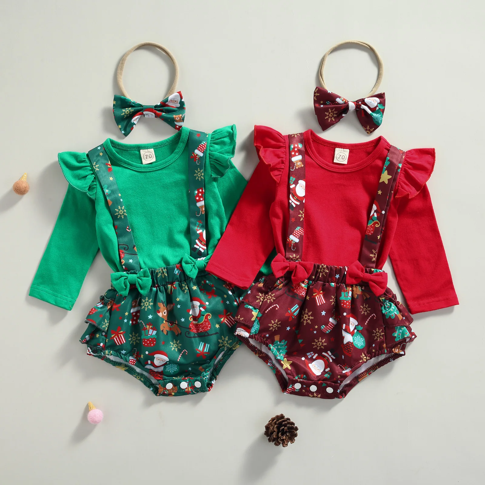 Baby Girls Christmas Clothes Set Long Sleeve Tops Santa Claus Printed Suspender Bloomers and Headdress Xmas Set for 0-18 M
Baby Girls Christmas Clothes Set Long Sleeve Tops Santa Claus Printed Suspender Bloomers and Headdress Xmas Set for 0-18 M