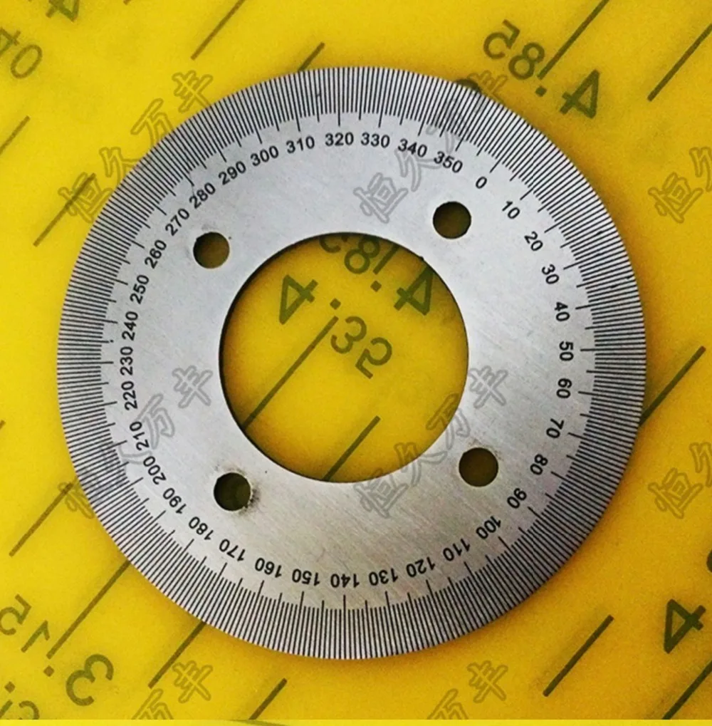 Diameter:60mm inner hole:25mm thickness:2mm 360 degree Ultra small dial scale Stainless steel disc
Diameter:60mm inner hole:25mm thickness:2mm 360 degree Ultra small dial scale Stainless steel disc