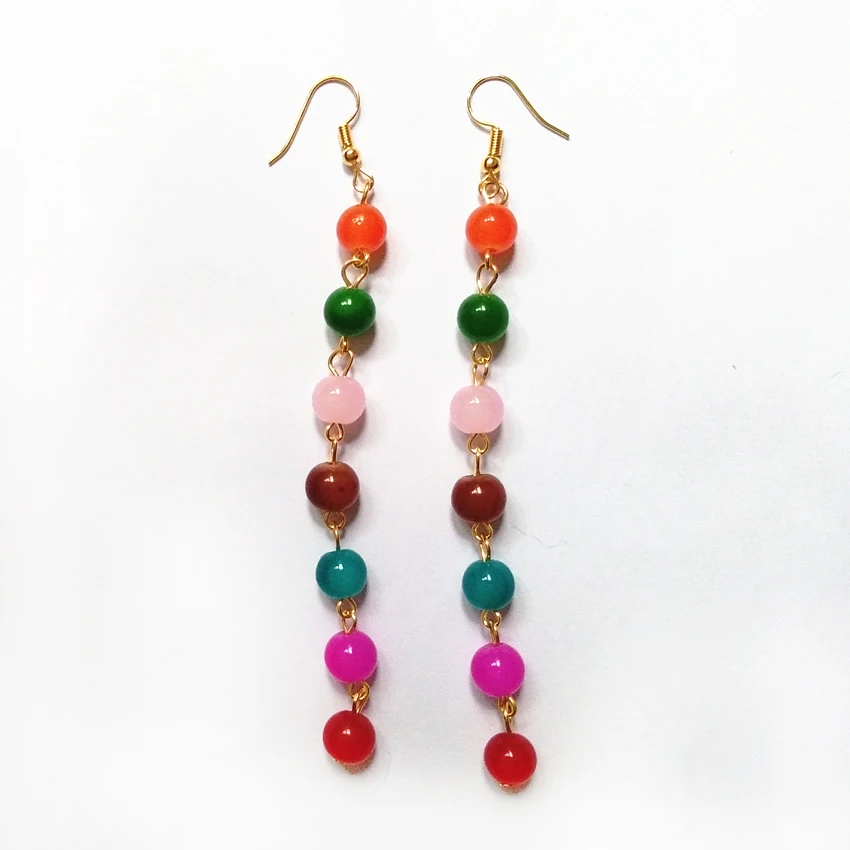 High Quality Long Beads Earrings for Women Beads Stone Dangle Long Lady Earrings Jewelry