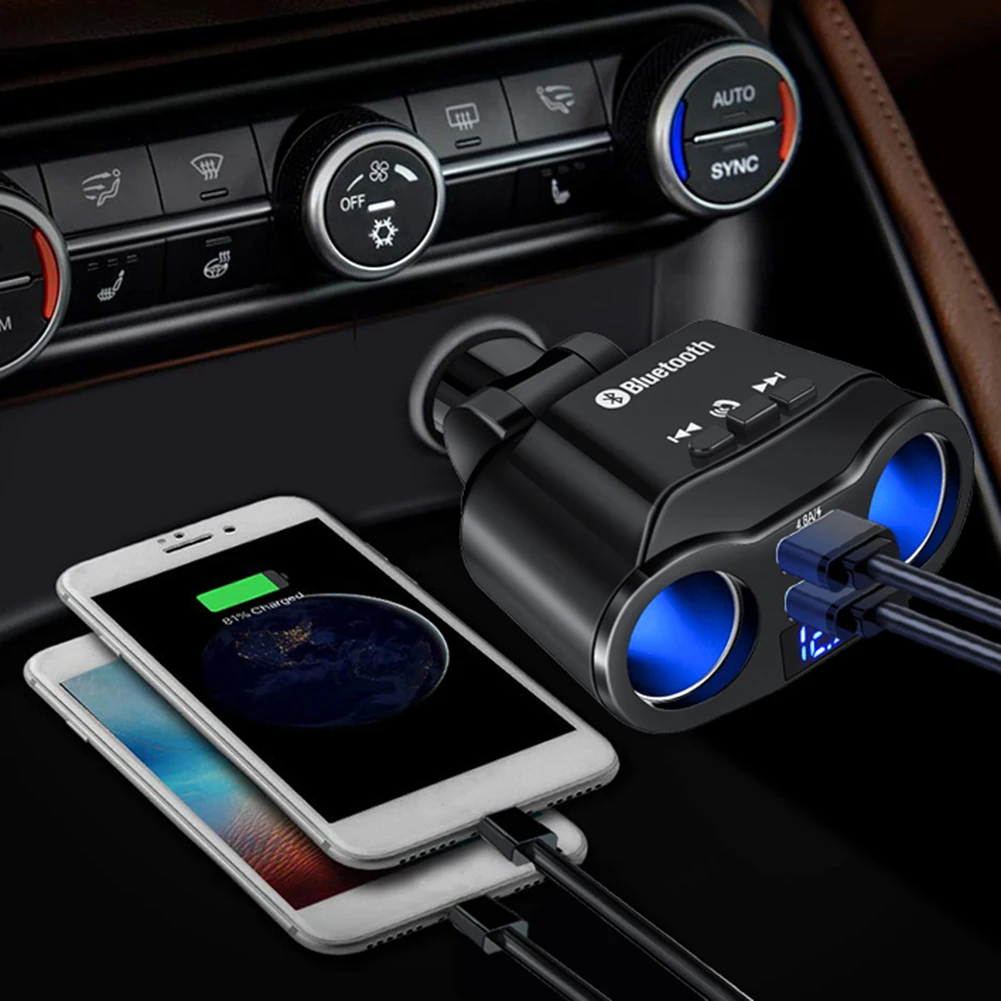 Car Cigarette Lighter Socket Splitter 90W 12V/24V Bluetooth USB Car Charger, 2 Sockets with LED Voltage Display Dual USB Port
Car Cigarette Lighter Socket Splitter 90W 12V/24V Bluetooth USB Car Charger, 2 Sockets with LED Voltage Display Dual USB Port