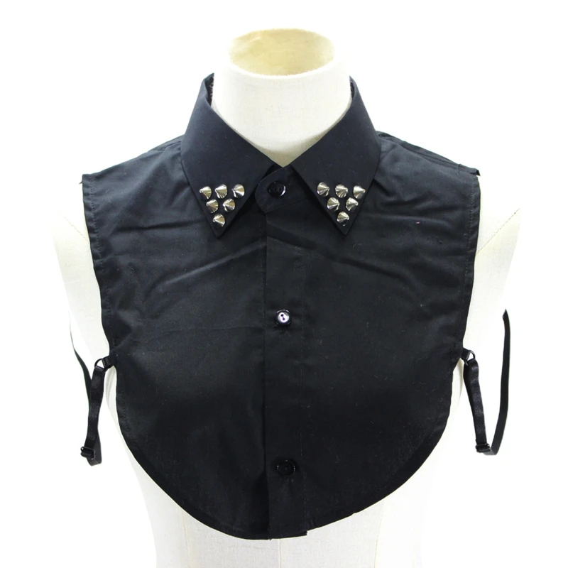 Women Decorative Black Button False Fake Collar Punk Style Silver Spiked Rivets Studded Detachable Half Shirt Dickey
Women Decorative Black Button False Fake Collar Punk Style Silver Spiked Rivets Studded Detachable Half Shirt Dickey
