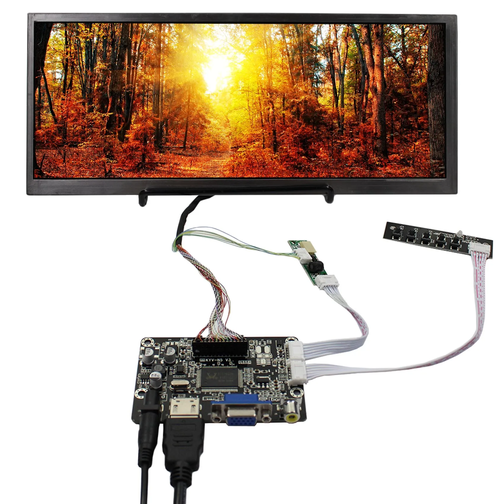 12.3inch 1920X720 LCD Screen IPS High Brightness 850nit Sunlight-Readable with HD-MI VGA AV LCD Board for Car dash LCD cluster 
12.3inch 1920X720 LCD Screen IPS High Brightness 850nit Sunlight-Readable with HD-MI VGA AV LCD Board for Car dash LCD cluster