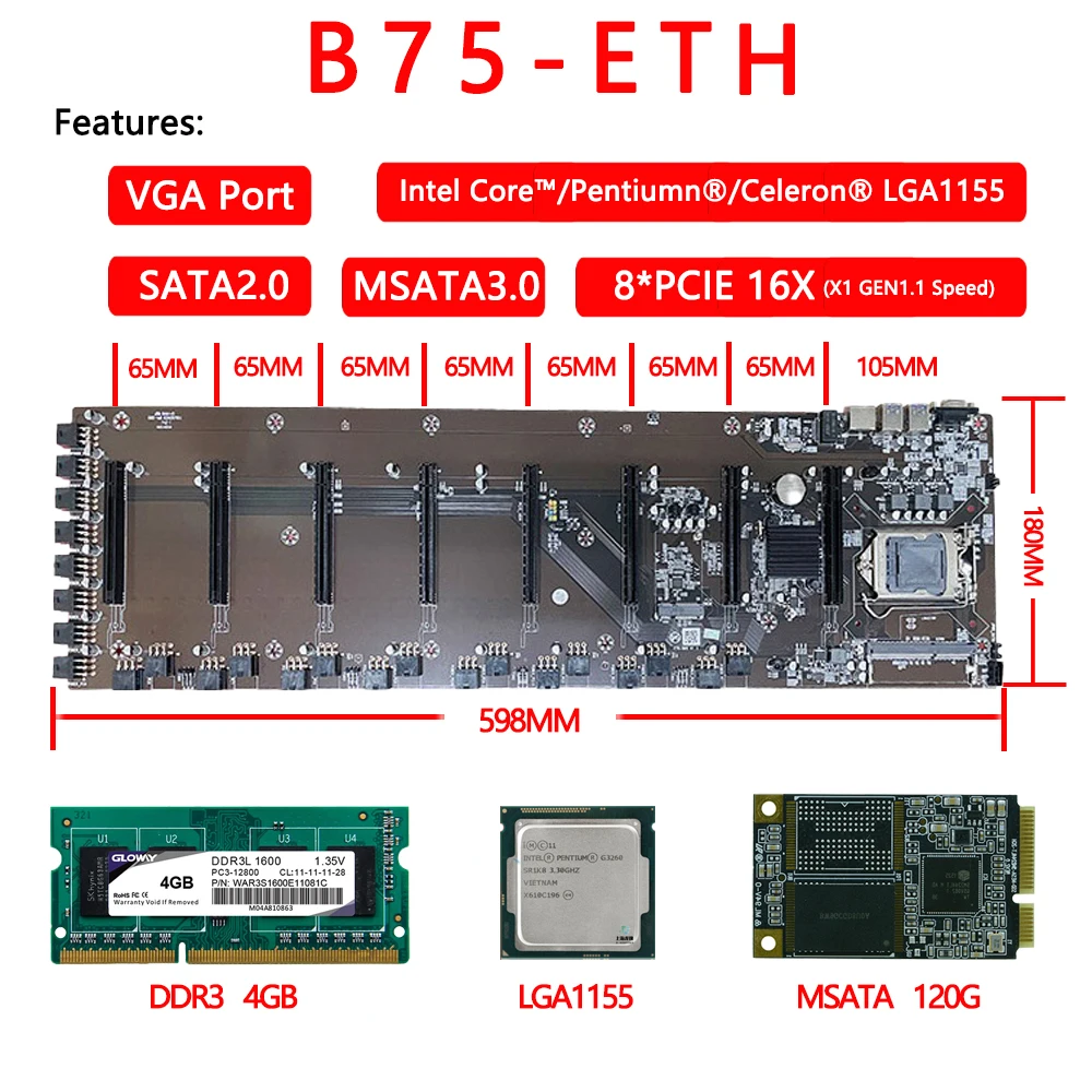 Совершенно новая материнская плата B75 для майнинга 8 pcie 16X, слот для графической карты, 8 ГБ, материнская плата, память для ЦП LGA 1155, Eth, Zec и др. Ма...
Совершенно новая материнская плата B75 для майнинга 8 pcie 16X, слот для графической карты, 8 ГБ, материнская плата, память для ЦП LGA 1155, Eth, Zec и др. Ма...