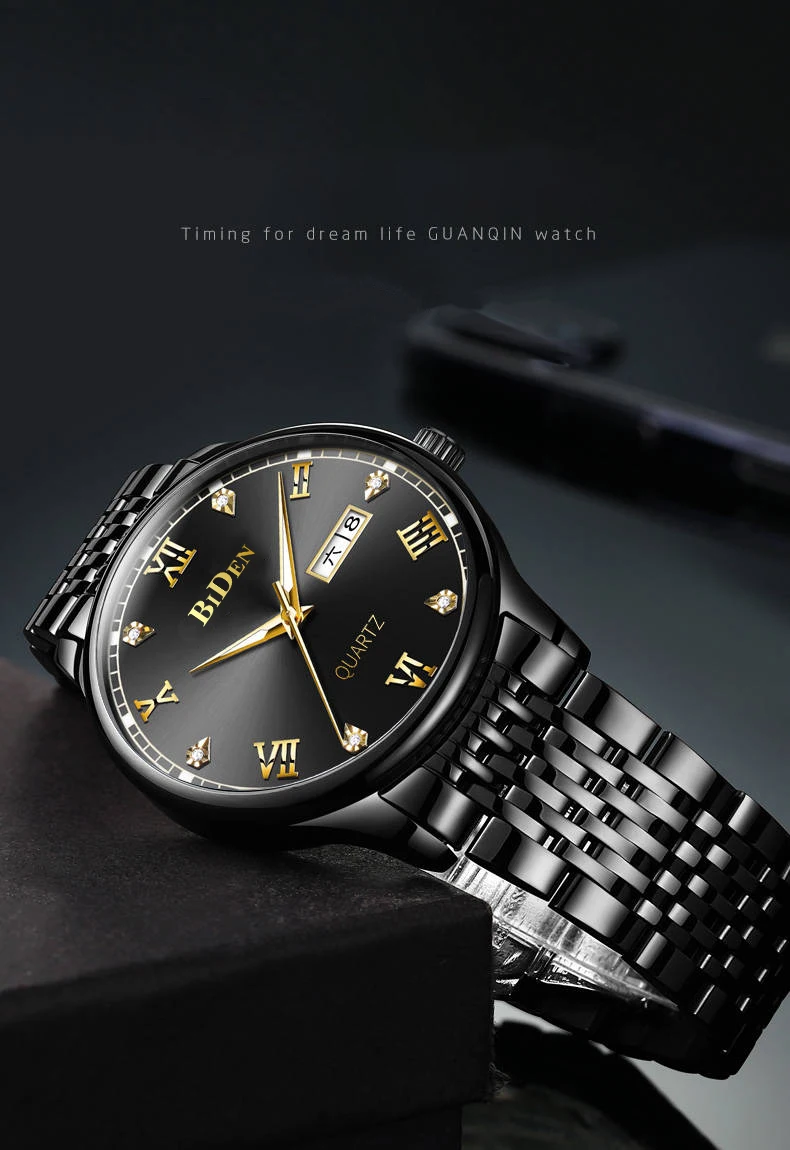 BIDEN Diamond Design New Watches Black Golden Quartz Men Watch Sport Waterproof Stainless Steel Luminous Luxury Brand Date Clock
BIDEN Diamond Design New Watches Black Golden Quartz Men Watch Sport Waterproof Stainless Steel Luminous Luxury Brand Date Clock