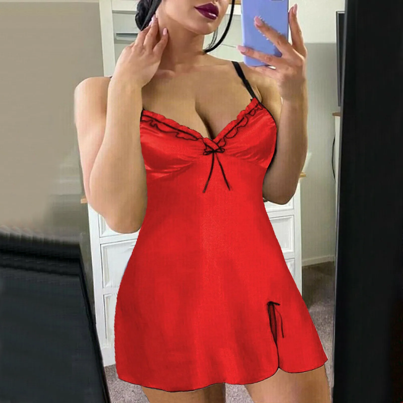 2021 Newest Sexy Sleepwear Nightdress Lace V Neck Bowknot Summer Underwear Sleeveless Sleepwear for Women Homewear Pizama Damska
2021 Newest Sexy Sleepwear Nightdress Lace V Neck Bowknot Summer Underwear Sleeveless Sleepwear for Women Homewear Pizama Damska
