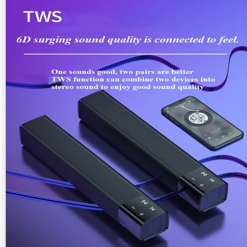 TWS 4400mAh Wireless Bluetooth Speaker 20W high power overweight subwoofer HiFi music center Home theater soundbar with AUX TF
TWS 4400mAh Wireless Bluetooth Speaker 20W high power overweight subwoofer HiFi music center Home theater soundbar with AUX TF