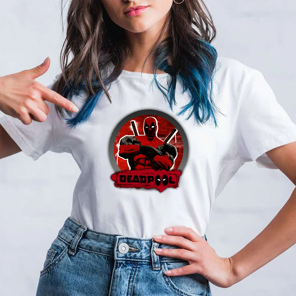 Новое поступление Marvel Футболка женская фильма Дэдпул Рубашки футболки Harajuku с
