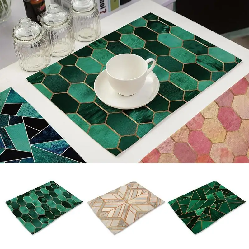 Kitchen Placemat Dining Table Mat Geometric Marble Dish Cup Coaster Resistance Linen Printed Pads Wear Cotton X9F7
Kitchen Placemat Dining Table Mat Geometric Marble Dish Cup Coaster Resistance Linen Printed Pads Wear Cotton X9F7