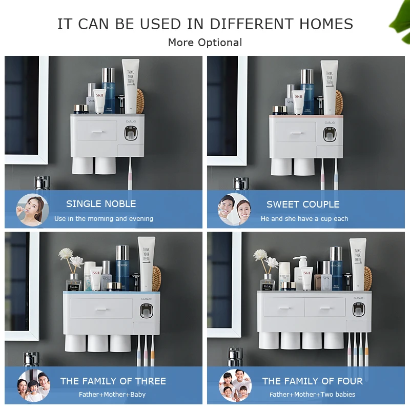 Bathroom Accessories organizer Set Toothbrush Holder Automatic Toothpaste Dispenser Holder Toothbrush Wall Mount Rack Tools Set
Bathroom Accessories organizer Set Toothbrush Holder Automatic Toothpaste Dispenser Holder Toothbrush Wall Mount Rack Tools Set