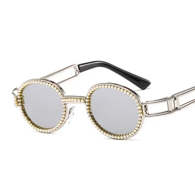 Small oval pearl sunglasses retro trend INS with small sunglasses female metal glasses
Small oval pearl sunglasses retro trend INS with small sunglasses female metal glasses