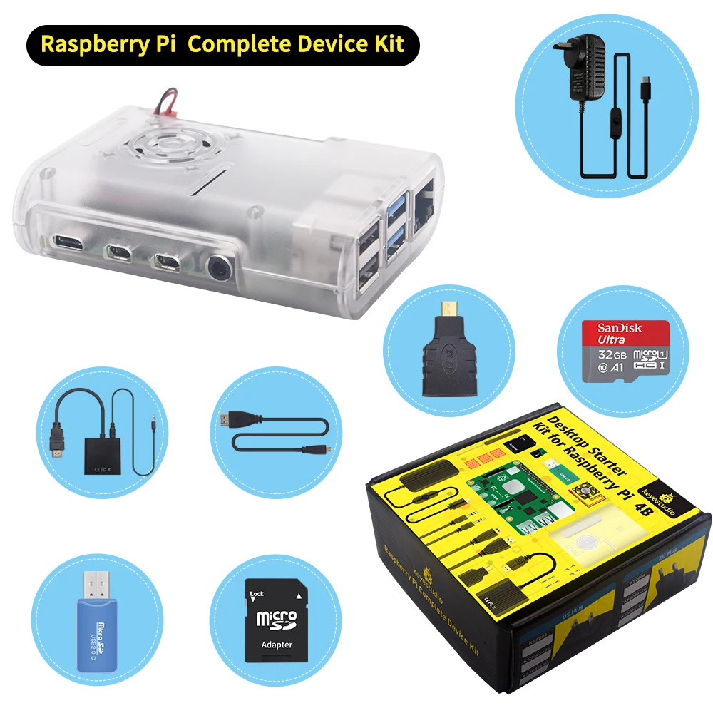 Original Raspberry Pi 4B Kit + ABS Case + 32GB SD Card+ AU Plug Power Adapter + Fan+ Heat Sink for Raspberry Pi 4
Original Raspberry Pi 4B Kit + ABS Case + 32GB SD Card+ AU Plug Power Adapter + Fan+ Heat Sink for Raspberry Pi 4