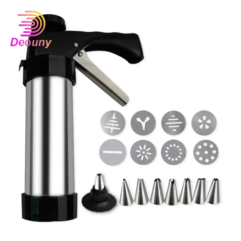 DEOUNY 17 Pcs Manual Cookie Press Maker Machine Gun Stainless Steel Squeezing Piping Nozzles Biscuit Make Cake Decorating Tools
DEOUNY 17 Pcs Manual Cookie Press Maker Machine Gun Stainless Steel Squeezing Piping Nozzles Biscuit Make Cake Decorating Tools