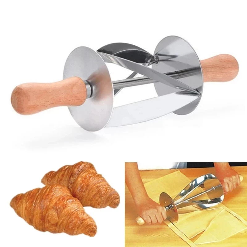 Kitchen Baking Stainless Steel Rolling Dough Cutter For Making Croissant Cake Decorating Tools Rolling Knife For Croissant Bread 
Kitchen Baking Stainless Steel Rolling Dough Cutter For Making Croissant Cake Decorating Tools Rolling Knife For Croissant Bread