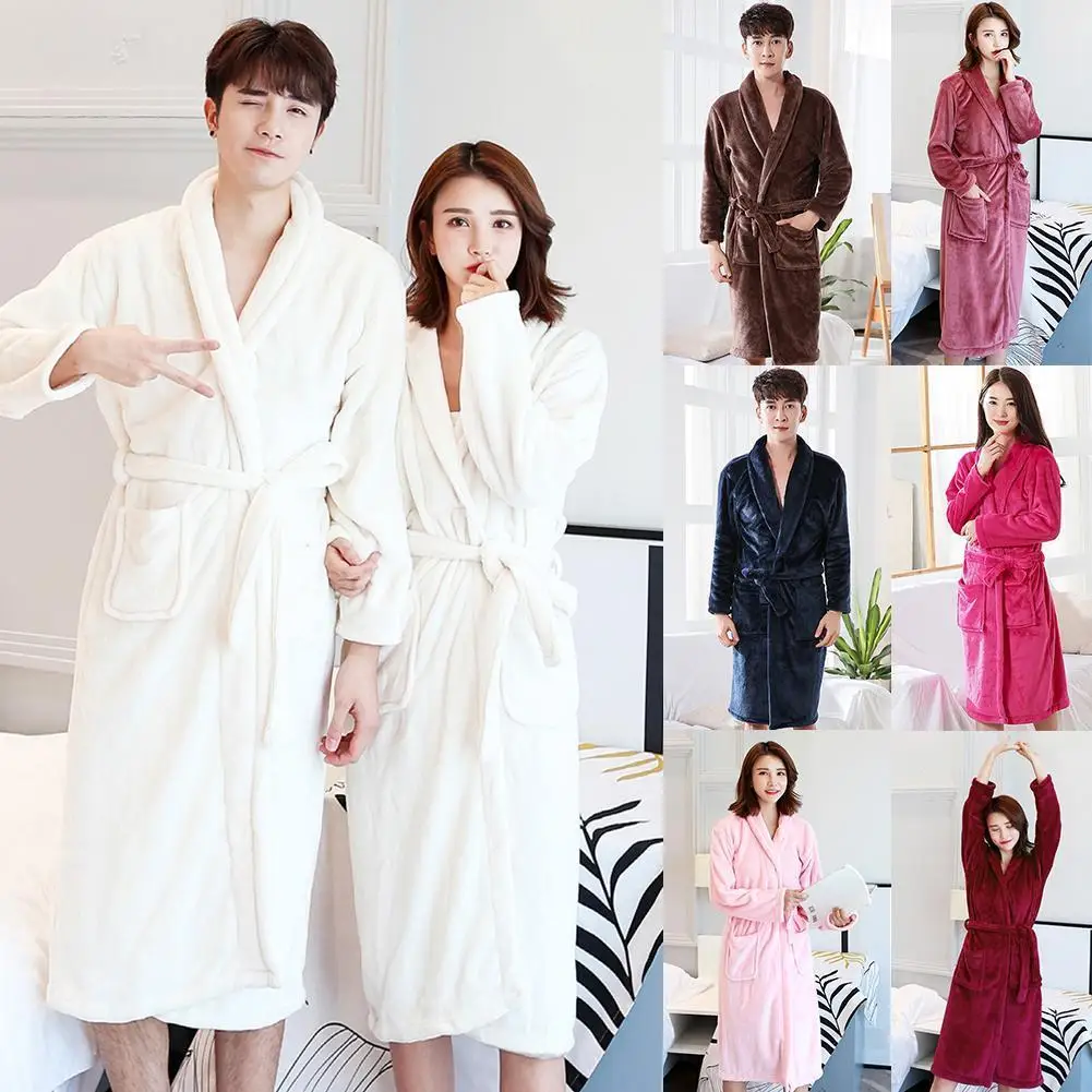 Flannel Nightgown Bathrobe Thicken Long Sleeve Mid-length Men's And Women's Pajamas Fall/Winter Warm Thicken Pajamas
Flannel Nightgown Bathrobe Thicken Long Sleeve Mid-length Men's And Women's Pajamas Fall/Winter Warm Thicken Pajamas