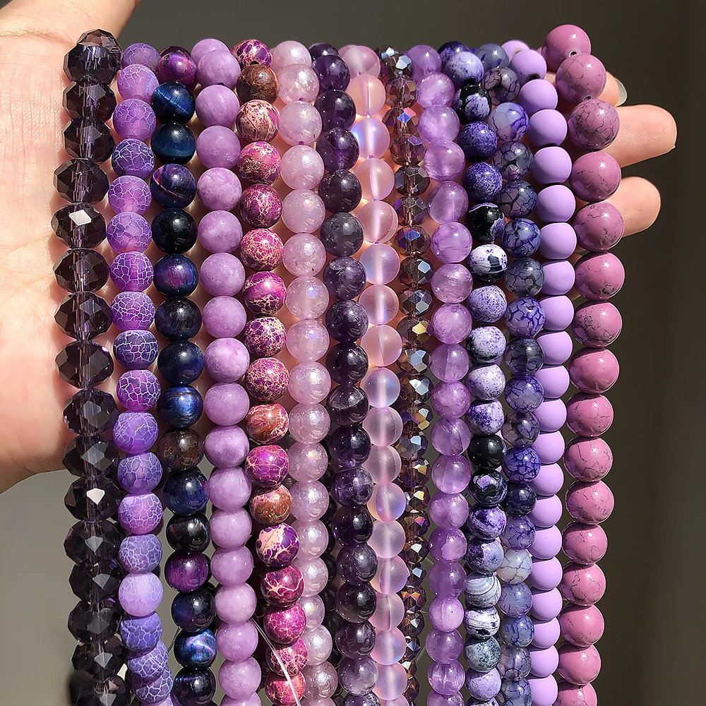 Purple Series Natural Stones purple Angelite Kunzite Hematite Crystal Round Loose Beads For Waist Beads Jewelry Women 4/6/8/10mm
Purple Series Natural Stones purple Angelite Kunzite Hematite Crystal Round Loose Beads For Waist Beads Jewelry Women 4/6/8/10mm