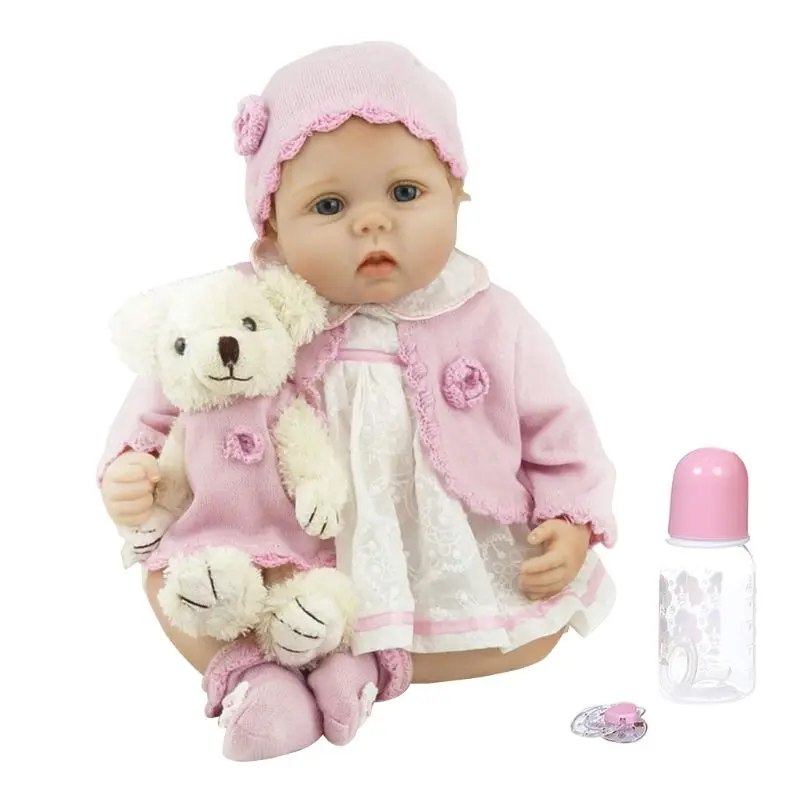 

Прямая поставка, 55 см, Реалистичная мягкая силиконовая виниловая игрушка для новорожденных, кудрявая девочка, принцесса, медведь, одежда, со...