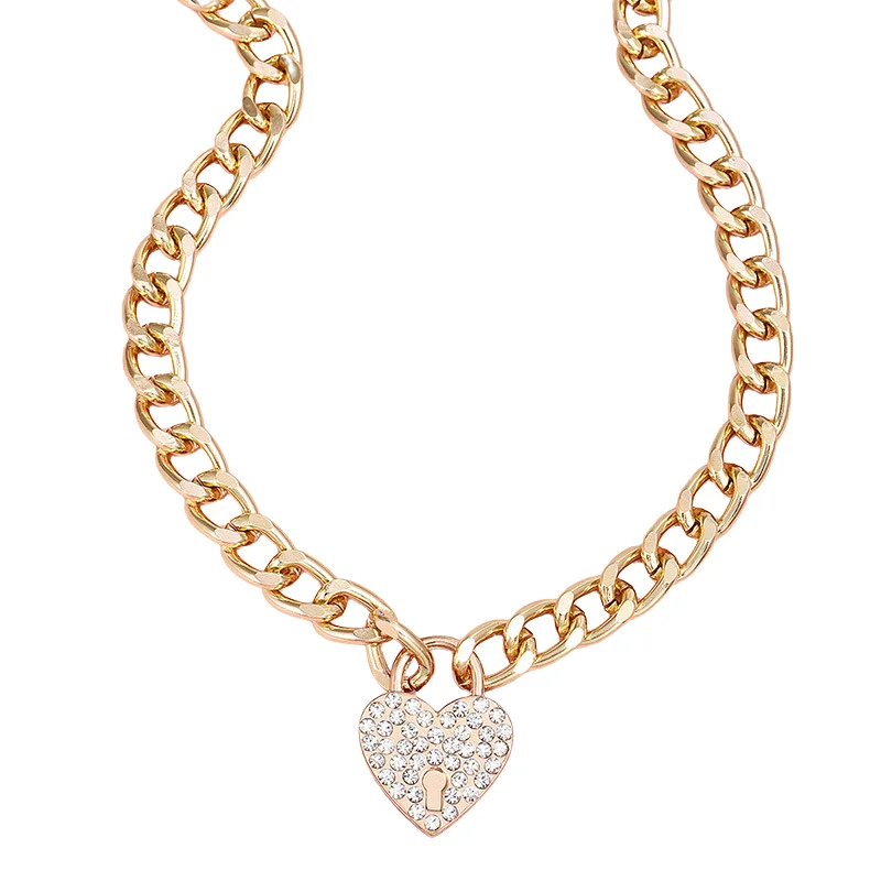Fashion Trend Sweet Women Necklaces Lock Heart Shaped Pendant Clavicle Chain Gold Necklace Fashion Valentine's Day Gift Jewelry
Fashion Trend Sweet Women Necklaces Lock Heart Shaped Pendant Clavicle Chain Gold Necklace Fashion Valentine's Day Gift Jewelry
