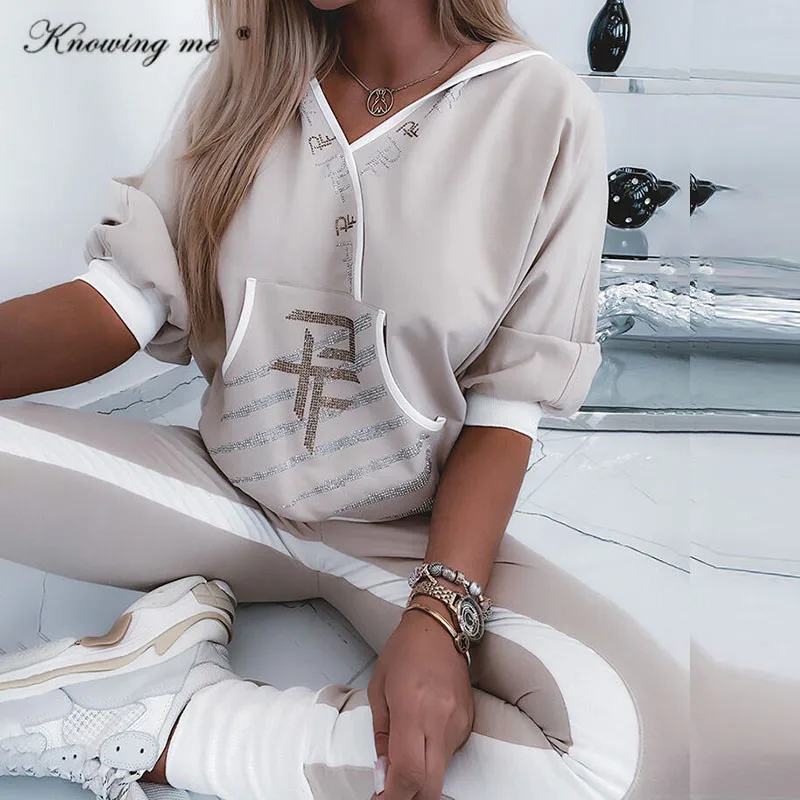 Woman Diamond stitching tracksuit Set Elegant casual hooded sweatshirt&long Pants 2pcs set female Fashion pocket outfit Sets
Woman Diamond stitching tracksuit Set Elegant casual hooded sweatshirt&long Pants 2pcs set female Fashion pocket outfit Sets