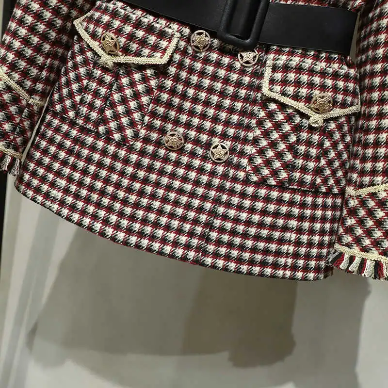Autumn France 2020 Style Elgant women's Belt coat High Quality Double-breasted plaid overcaot C506
Autumn France 2020 Style Elgant women's Belt coat High Quality Double-breasted plaid overcaot C506