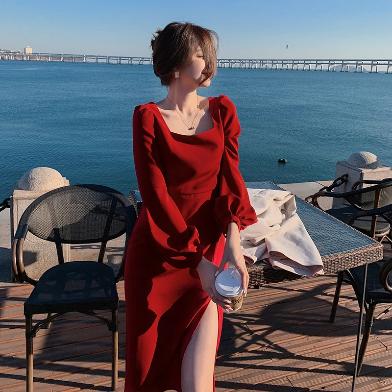 2 colors Long Sleeve Vintage Dress for Women Party Spring 2021 Elegant Retro Korean Slim Casual Vacation Runway Vestidos New
2 colors Long Sleeve Vintage Dress for Women Party Spring 2021 Elegant Retro Korean Slim Casual Vacation Runway Vestidos New