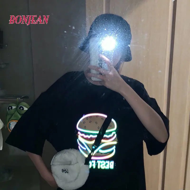Women Reflective Camis Loose T-shirts Bear Print Funny Cropped Top Plus Size Loose Women Streetwear Party Camiseta Top
Women Reflective Camis Loose T-shirts Bear Print Funny Cropped Top Plus Size Loose Women Streetwear Party Camiseta Top