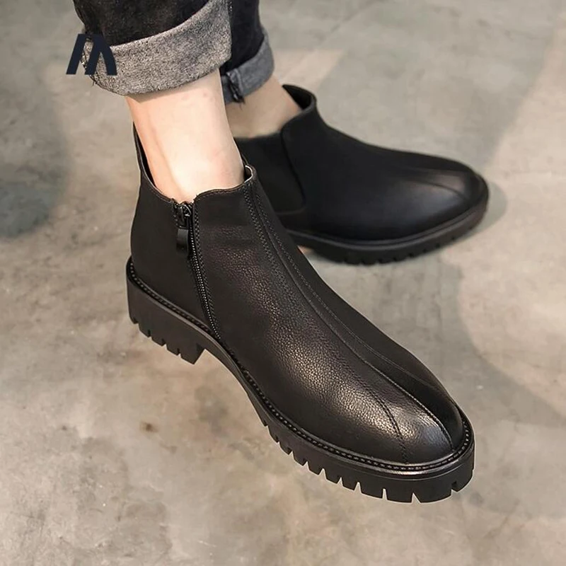 Брендовые зимние ботинки для мужчин высококачественные черные челси на
