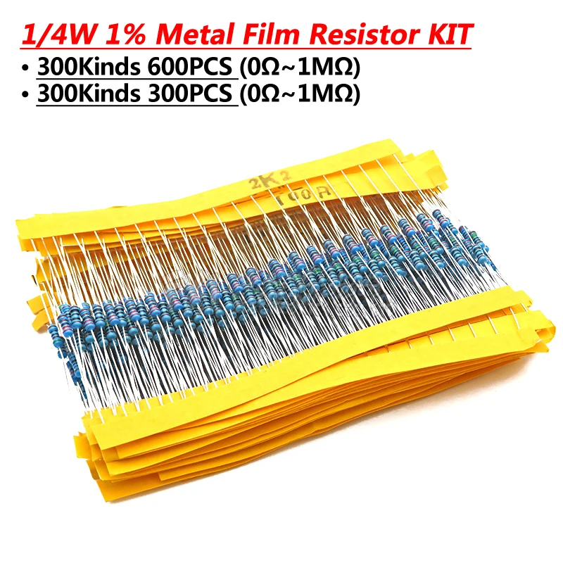 600pcs/set 30 Kinds 1/4W Resistance 1% Metal Film Resistor Pack Assorted Kit 1K 10K 100K 200K 220 ohm 1M Resistors 300pcs/set
600pcs/set 30 Kinds 1/4W Resistance 1% Metal Film Resistor Pack Assorted Kit 1K 10K 100K 200K 220 ohm 1M Resistors 300pcs/set