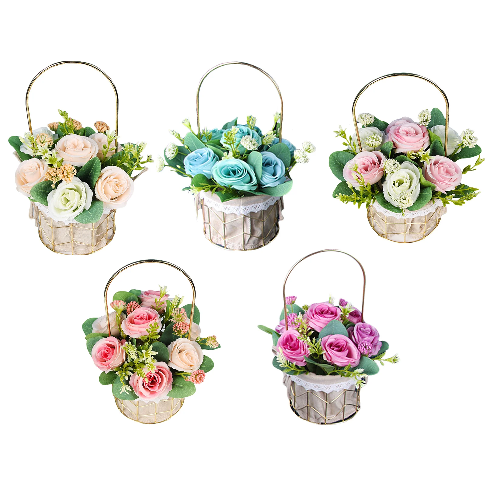 Hand Metal Flower Basket Artificial Flowers Bouquet Rose Pink Artificial Flowers Bouquet Fake Flowers for Home Wedding
Hand Metal Flower Basket Artificial Flowers Bouquet Rose Pink Artificial Flowers Bouquet Fake Flowers for Home Wedding