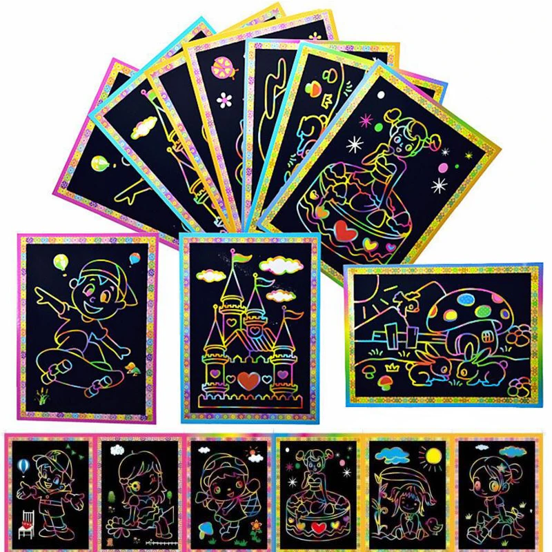 10pcs/lot Magic Rainbow Scratch Book Paper Black DIY Coating Drawing Toys Scraping Painting Kids Xmas Gifts 
10pcs/lot Magic Rainbow Scratch Book Paper Black DIY Coating Drawing Toys Scraping Painting Kids Xmas Gifts