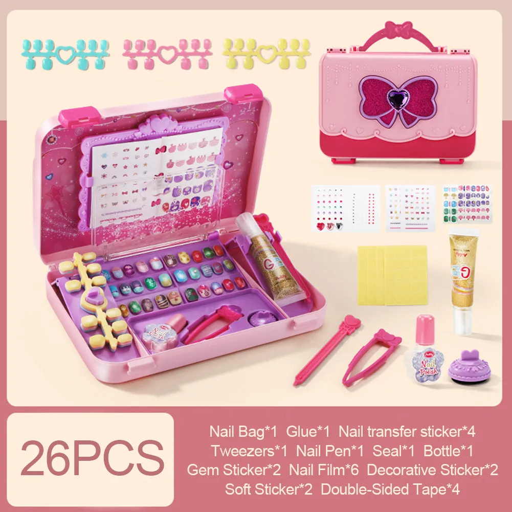 Kids Makeup Set Nail Art Tools Kit Stickers Toy For Girls color DIY Decoration Party Dressing Box Gift | Игрушки и хобби