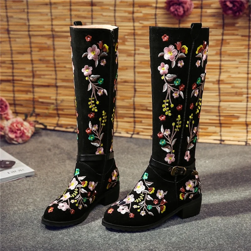 12 Womens Embroidered Flower Floral Zipper Ethnic Suede Leather Knee High Boots Winter Shoes Riding Black Plus Size C979 2022
12 Womens Embroidered Flower Floral Zipper Ethnic Suede Leather Knee High Boots Winter Shoes Riding Black Plus Size C979 2022