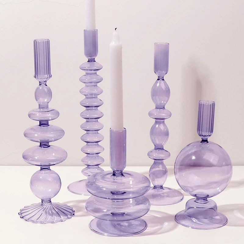 Candle holders home decor Purple Glass candlestick Romantic wedding decoration Candle holder for Birthday Party living room
Candle holders home decor Purple Glass candlestick Romantic wedding decoration Candle holder for Birthday Party living room