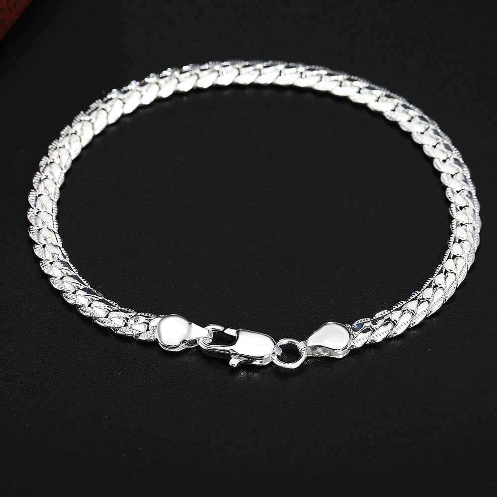 925 Sterling Silver 5M Flat Side 20CM Snake Bracelet Personality Jewelry For Man Women Party Gift
925 Sterling Silver 5M Flat Side 20CM Snake Bracelet Personality Jewelry For Man Women Party Gift