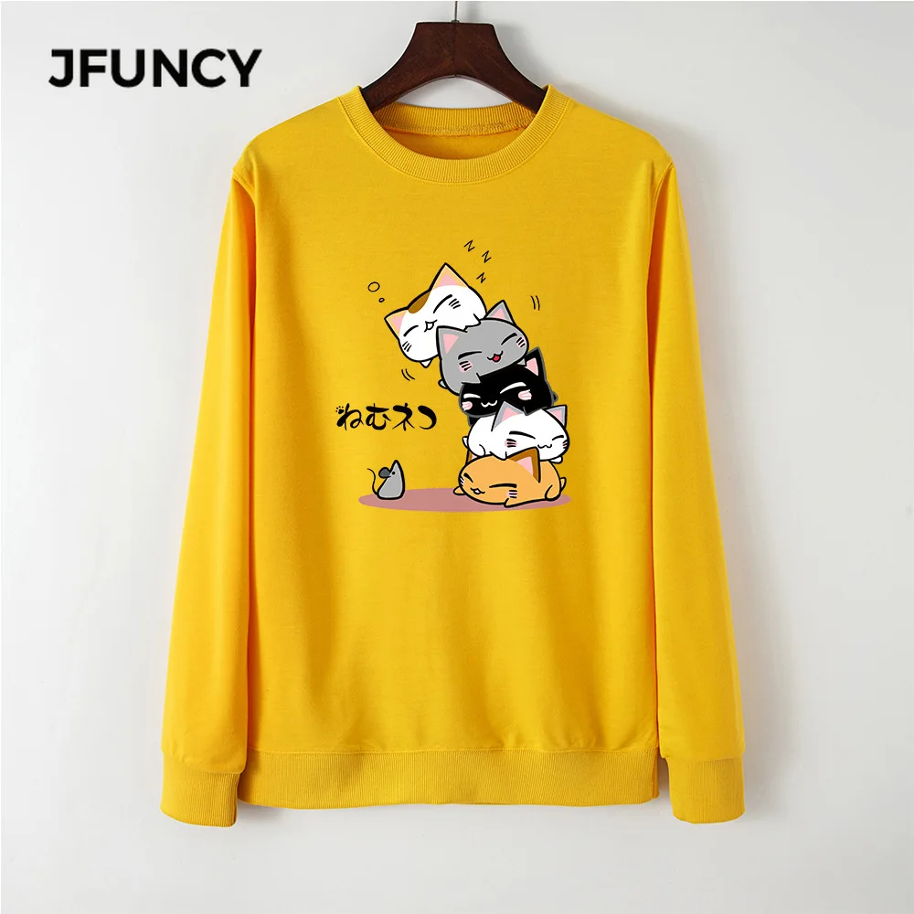 Женская толстовка с капюшоном JFUNCY Kawaii Cat в виде животного женская уличная одежда