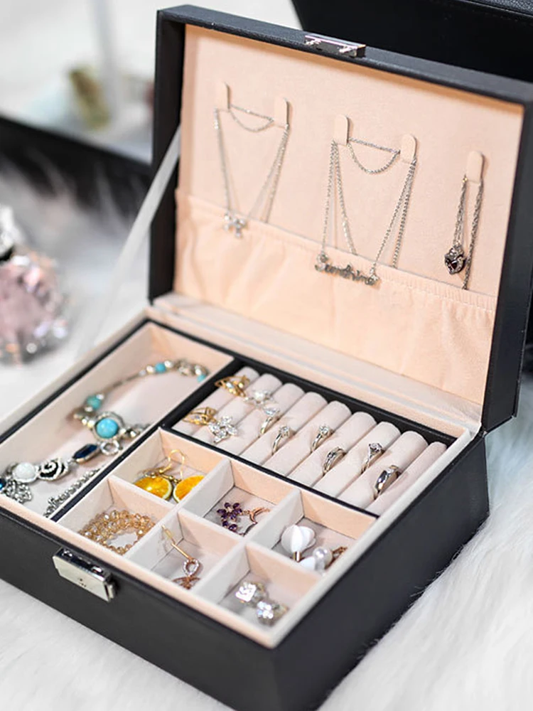Double-layer Leather Jewelry Box Ear Stud Earrings Ornament Storage Box Multi-Function Large Storage Container Jewelry Holder
Double-layer Leather Jewelry Box Ear Stud Earrings Ornament Storage Box Multi-Function Large Storage Container Jewelry Holder