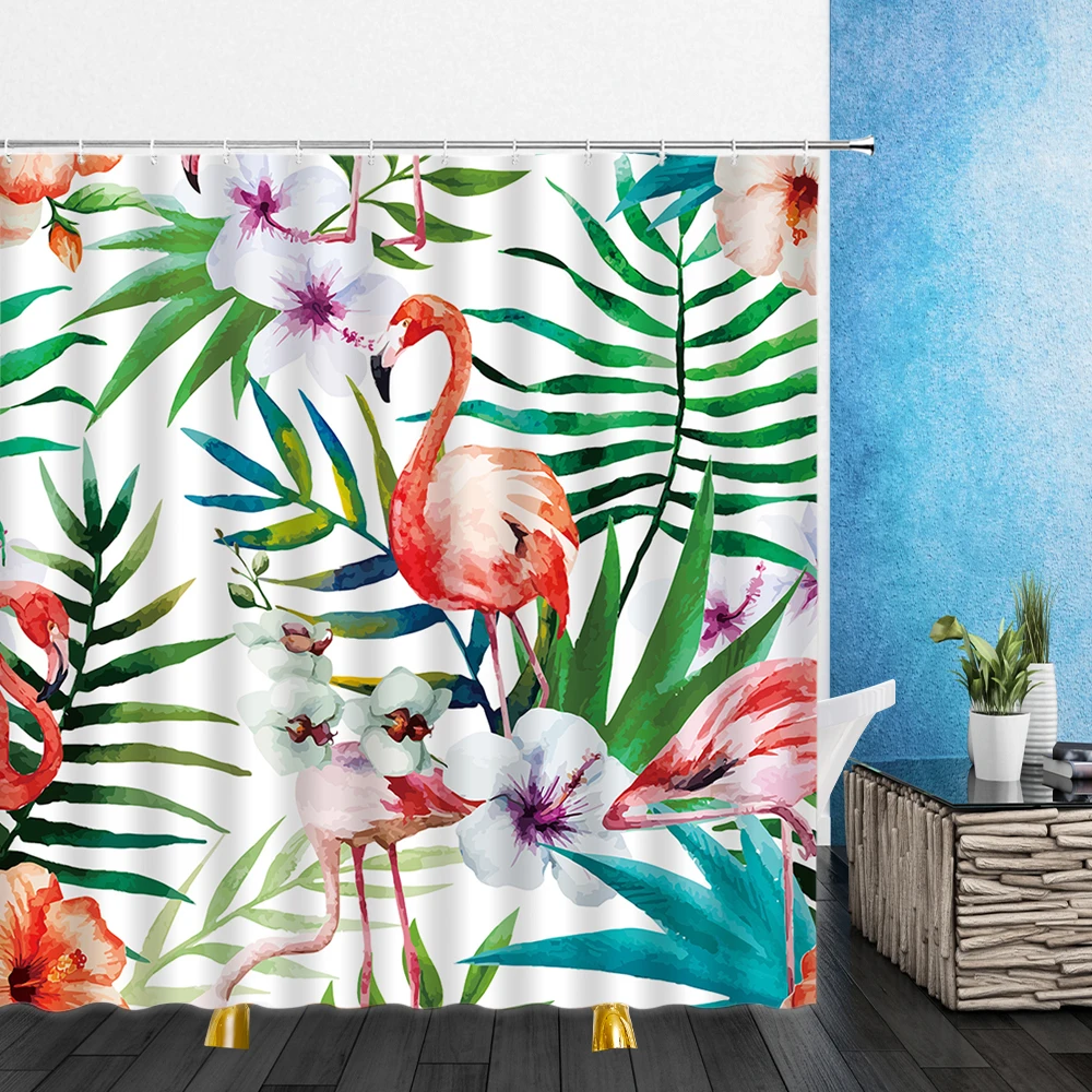 Cartoons Landscape Shower Curtains Flowers Green Plants Pink Flamingo Bathroom Home Decor Waterproof Polyester Cloth Curtain
Cartoons Landscape Shower Curtains Flowers Green Plants Pink Flamingo Bathroom Home Decor Waterproof Polyester Cloth Curtain