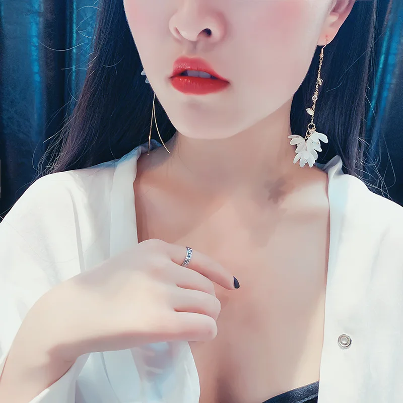 Korean Original Design Net Red Simple Long Temperament Super Immortal Flower Tassel Asymmetric Crystal Earrings Female
Korean Original Design Net Red Simple Long Temperament Super Immortal Flower Tassel Asymmetric Crystal Earrings Female