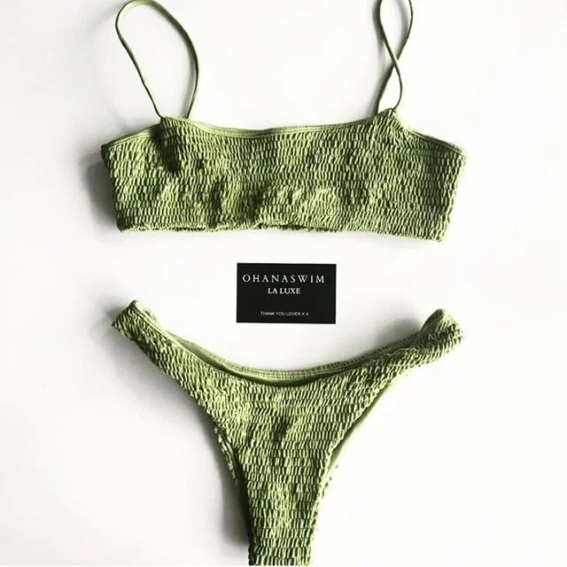 Sexy Micro Bikini 2021 Women Pleat Bandage Push Up Padded Swimsuit Solid Green Bathing Suit Thong Swimwear Stroj Kapielowy
Sexy Micro Bikini 2021 Women Pleat Bandage Push Up Padded Swimsuit Solid Green Bathing Suit Thong Swimwear Stroj Kapielowy