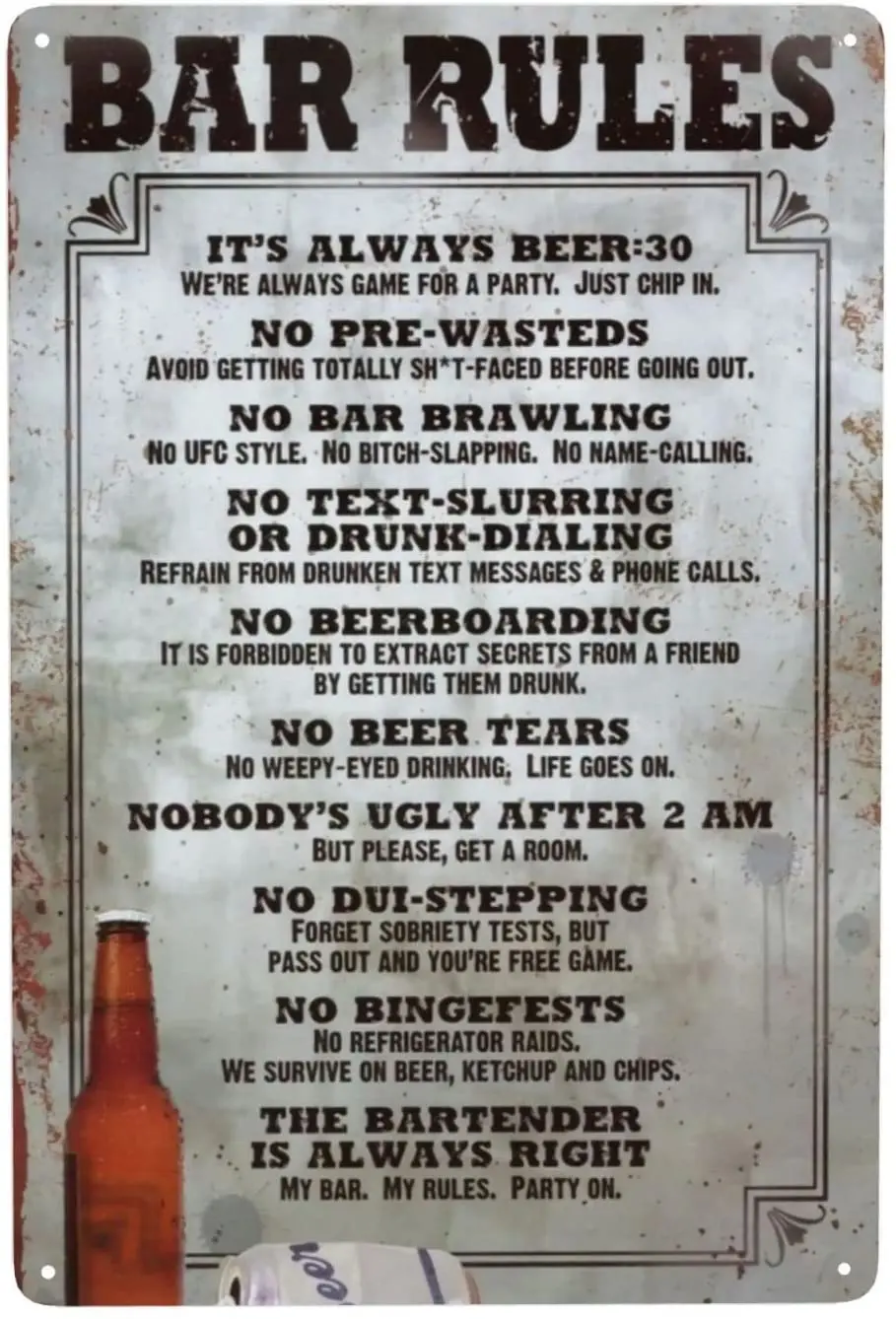 oxghiof Funny Wall Decor Metal Tin Signs Bar Rules Vintage Retro Art Decoration for Office/Home/Classroom/Bathroom/Garden
oxghiof Funny Wall Decor Metal Tin Signs Bar Rules Vintage Retro Art Decoration for Office/Home/Classroom/Bathroom/Garden