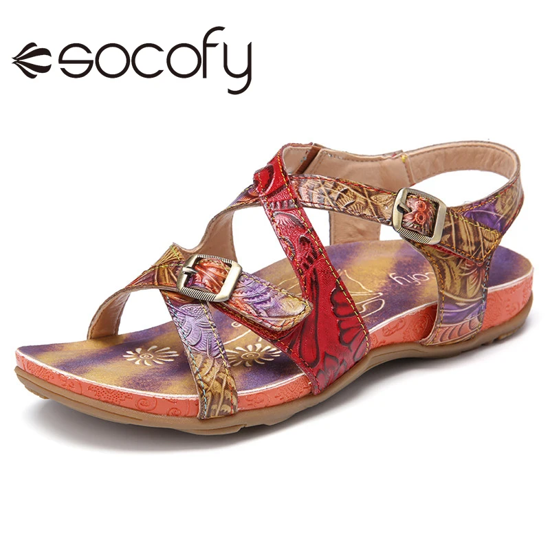 SOCOFY Womens Retro Style Sandals Hook Loop Handmade Leather Floral Sandals Adjustable Buckle Decor Female Flat Beach Shoes 2020
SOCOFY Womens Retro Style Sandals Hook Loop Handmade Leather Floral Sandals Adjustable Buckle Decor Female Flat Beach Shoes 2020
