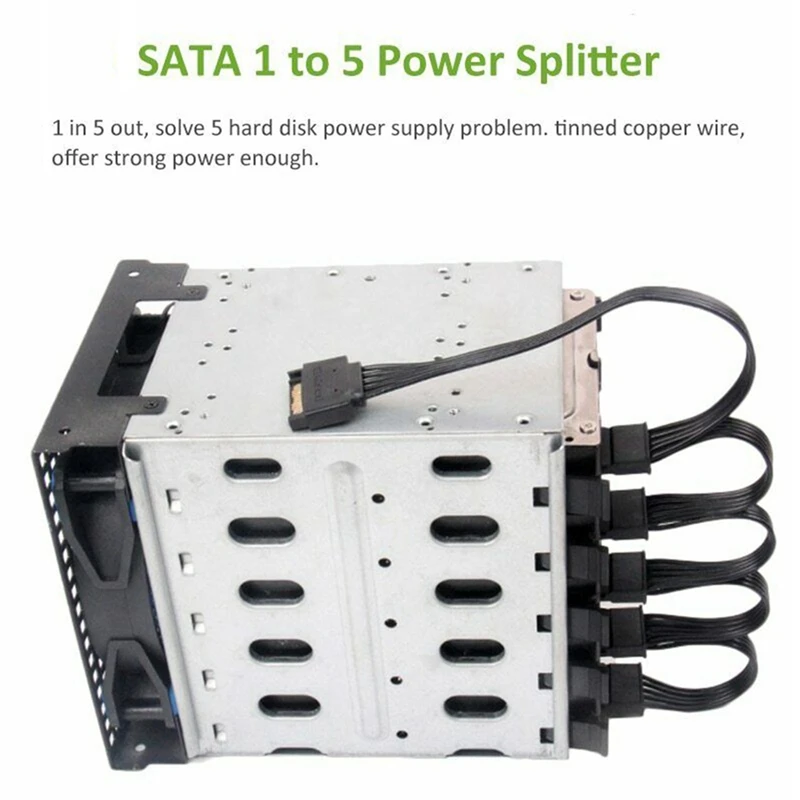Sata Power Supply Splitter Cable Hard Drive 1 Male to 5 Female Extension Power Cord for Diy Pc Server
Sata Power Supply Splitter Cable Hard Drive 1 Male to 5 Female Extension Power Cord for Diy Pc Server