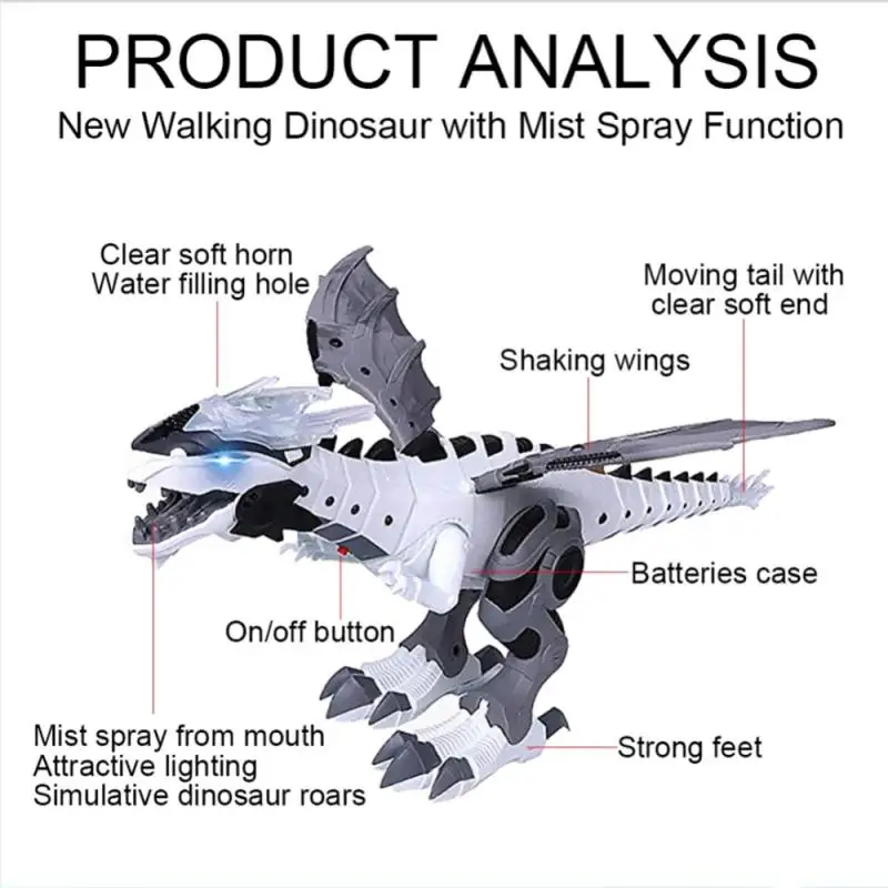 Electric Toy Large Size Walking Spray Dinosaur Robot With Light Sound Mechanical Dinosaurs Model Toys Fantastic Design Kids Toys
Electric Toy Large Size Walking Spray Dinosaur Robot With Light Sound Mechanical Dinosaurs Model Toys Fantastic Design Kids Toys