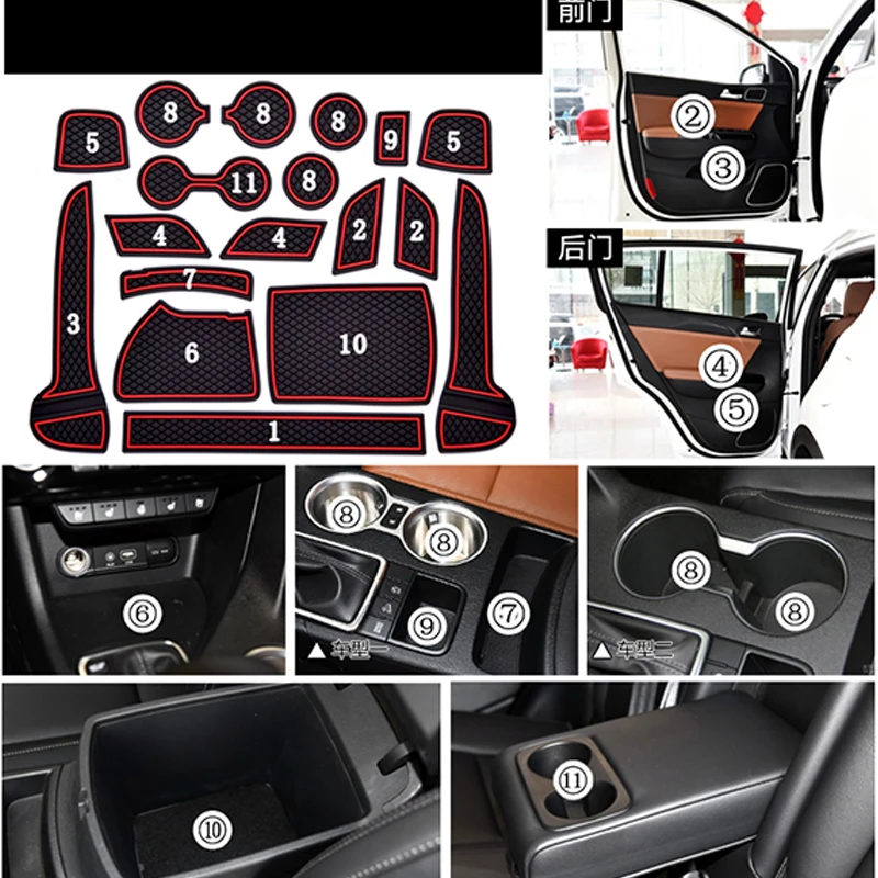 18pcs For kia sportage 2018 2017 3 KX5 accessories gate slot mat anti-slip pad Cup Mat Interior decoration styling Rubber mats
18pcs For kia sportage 2018 2017 3 KX5 accessories gate slot mat anti-slip pad Cup Mat Interior decoration styling Rubber mats