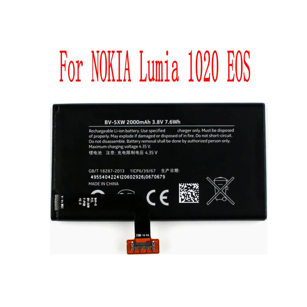 

High Quality 2000mAh BV-5XW Battery For NOKIA Lumia 1020 EOS Cell Phone