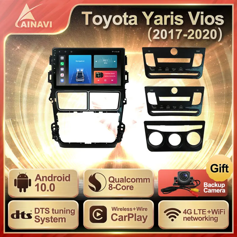 Автомобильный радиоприемник Android 10 QLED экран для Toyota Yaris Vios 2017-2020 авто стерео