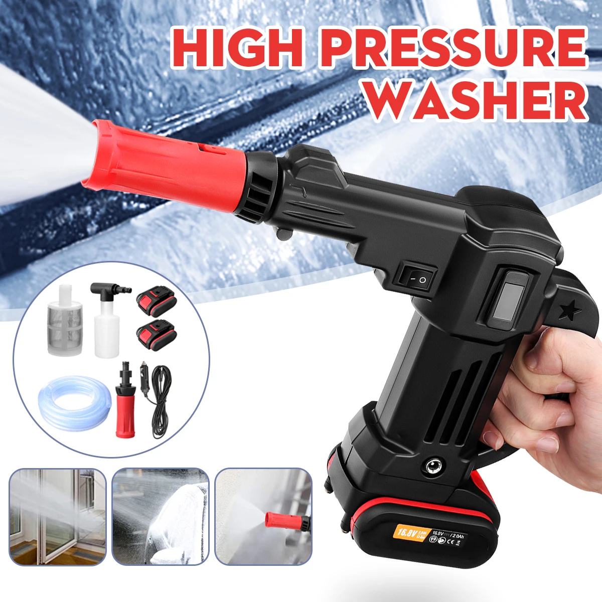 800W Car Washer Gun Cordless Portable High Pressure Cleaner Foam Generator Wash Washing machine With 0/2Battery Adjustable Water
800W Car Washer Gun Cordless Portable High Pressure Cleaner Foam Generator Wash Washing machine With 0/2Battery Adjustable Water