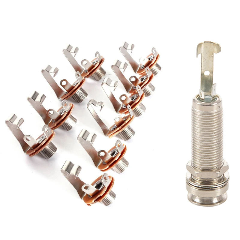 Cylinder Clip End Pin Mono Panel Output Jack Socket with 10 Pcs Mono Input Jack, for Guitar Bass 6.35mm
Cylinder Clip End Pin Mono Panel Output Jack Socket with 10 Pcs Mono Input Jack, for Guitar Bass 6.35mm