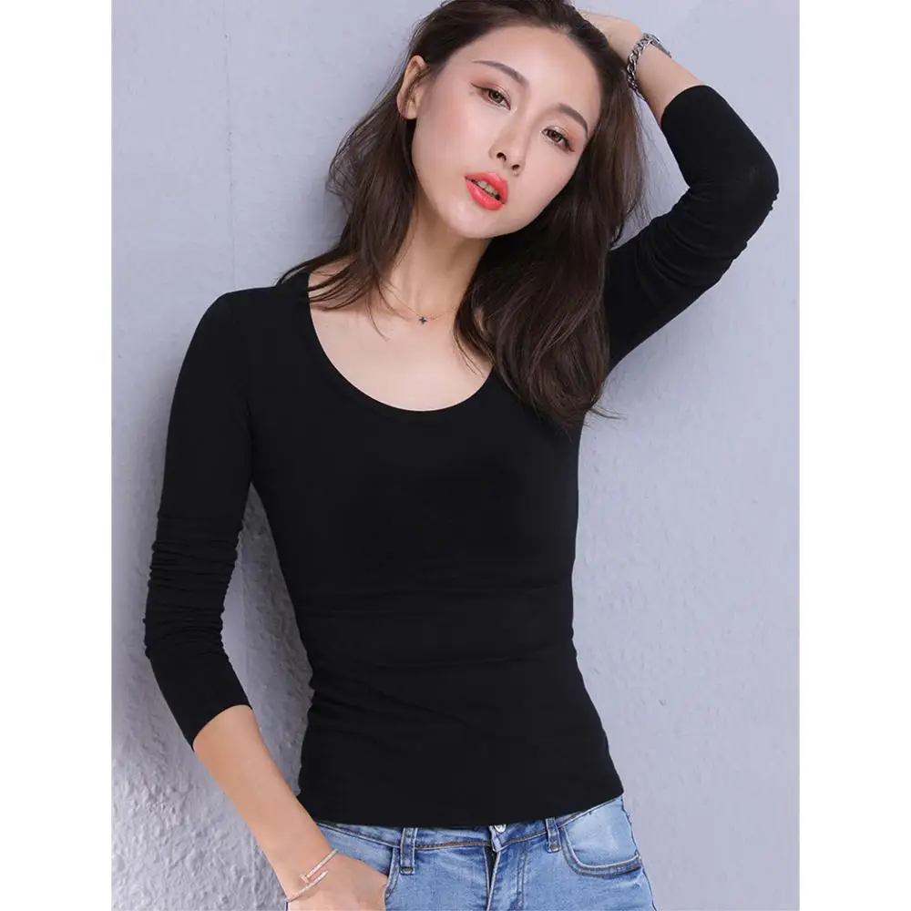 2021 Summer Plus Size Long Sleeve women T-shirt Tight Slim black White Basic Casual v-neck cotton Pullover tops Female pajamas
2021 Summer Plus Size Long Sleeve women T-shirt Tight Slim black White Basic Casual v-neck cotton Pullover tops Female pajamas